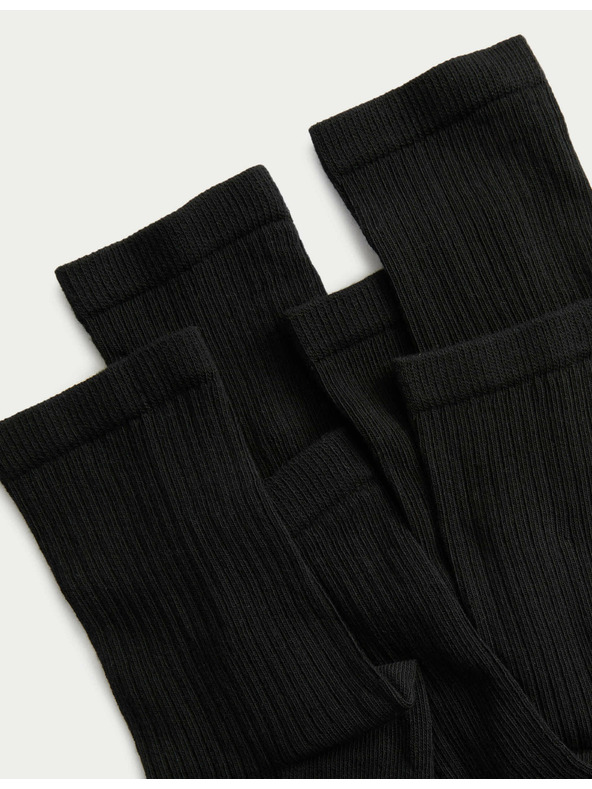 Marks & Spencer Rebraste gležnjarske nogavice z visokim deležem bombaža, komplet 5 kosov Marks & Spencer črna