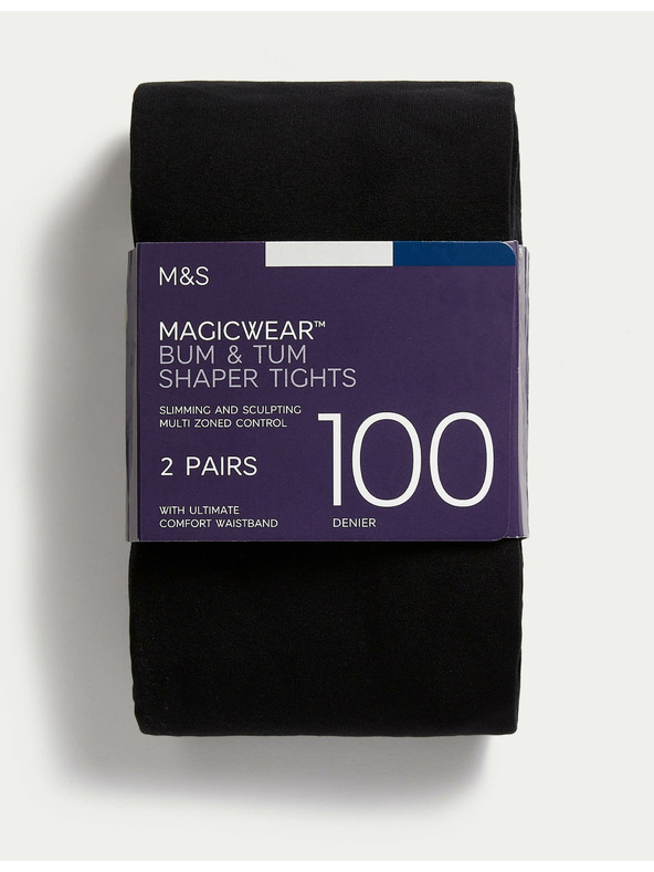 Marks & Spencer Neprosojne nogavice Magicwear™, 100 DEN, komplet 2 kosov Marks & Spencer črna