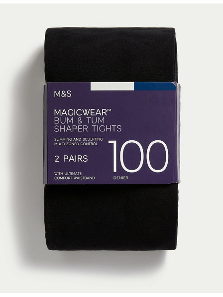 Marks & Spencer Neprosojne nogavice Magicwear™, 100 DEN, komplet 2 kosov Marks & Spencer črna