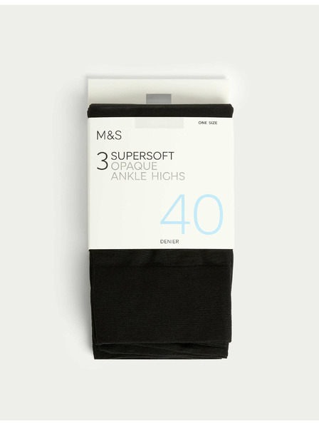 Marks & Spencer Neprosojne zelo mehke gležnjarje, 40 DEN, 3 pari v paketu Marks & Spencer črna