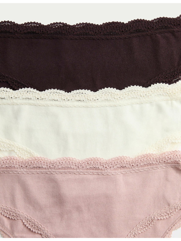 Marks & Spencer Brazilske spodnje hlače z visokim deležem bombaža, 3 kosi Marks & Spencer rjava