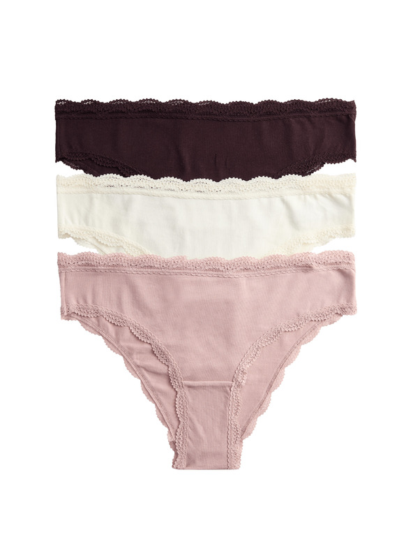 Marks & Spencer Brazilske spodnje hlače z visokim deležem bombaža, 3 kosi Marks & Spencer rjava