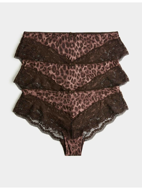 Marks & Spencer Brazilske spodnjice s čipkastim okrasom, 3 pakiranja Marks & Spencer rjava