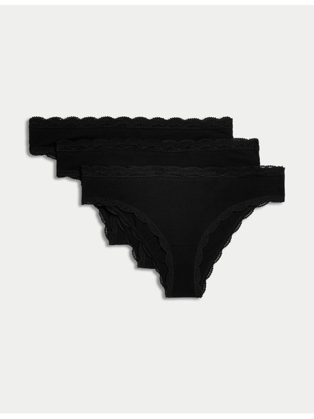 Marks & Spencer Brazilske spodnje hlače z visokim deležem bombaža, 3 kosi Marks & Spencer črna