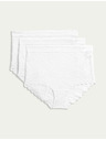 Marks & Spencer Čipkaste spodnje hlače v pasu s tehnologijo Flexifit™, 3 kosi Marks & Spencer bela
