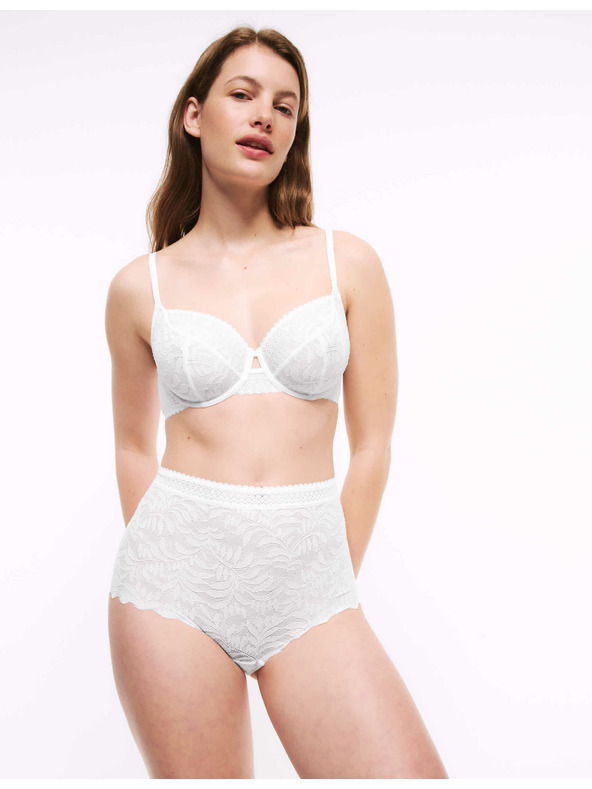 Marks & Spencer Čipkaste spodnje hlače v pasu s tehnologijo Flexifit™, 3 kosi Marks & Spencer bela