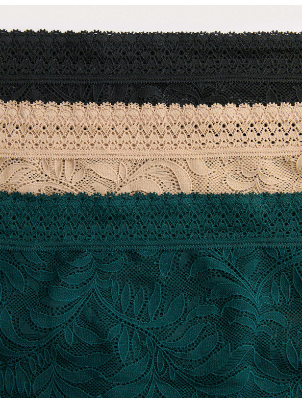 Marks & Spencer Čipkaste hlačke z visokim pasom s tehnologijo Flexifit™, 3 kosi Marks & Spencer zelena