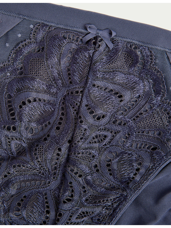 Marks & Spencer Visoko krojene čipkaste hlačke Amelia, 3 kosi v paketu Marks & Spencer siva