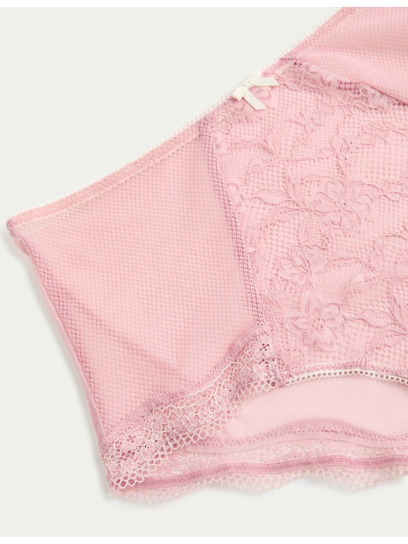 Marks & Spencer Čipkaste kratke hlačke z visokim pasom Jasmine, 3 kosi Marks & Spencer roza
