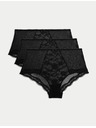 Marks & Spencer Čipkaste kratke hlačke z visokim pasom Jasmine, 3 kosi Marks & Spencer črna
