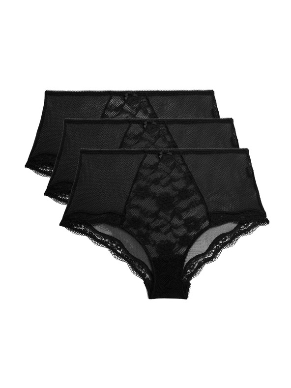 Marks & Spencer Čipkaste kratke hlačke z visokim pasom Jasmine, 3 kosi Marks & Spencer črna