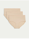 Marks & Spencer Kratke hlačke z visokim pasom brez vidnih robov Cool Comfort, 3 kosi Marks & Spencer bež
