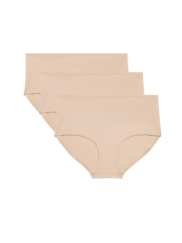 Marks & Spencer Kratke hlačke z visokim pasom brez vidnih robov Cool Comfort, 3 kosi Marks & Spencer bež