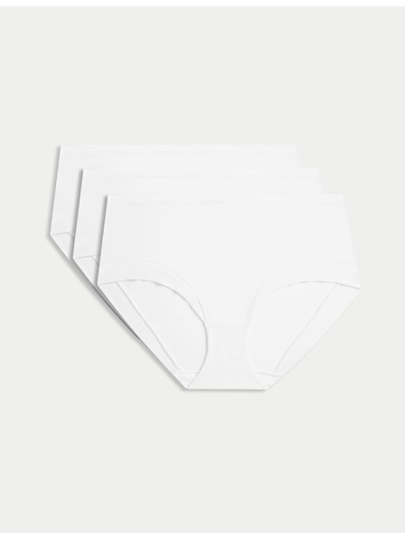 Marks & Spencer Kratke hlačke z visokim pasom in tehnologijo Flexifit™, 3 kosi v paketu Marks & Spencer bela