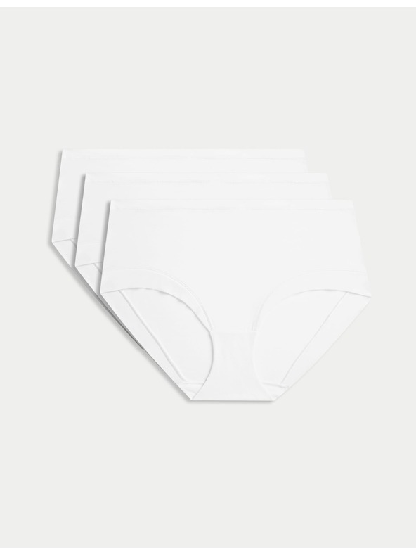 Marks & Spencer Kratke hlačke z visokim pasom in tehnologijo Flexifit™, 3 kosi v paketu Marks & Spencer bela