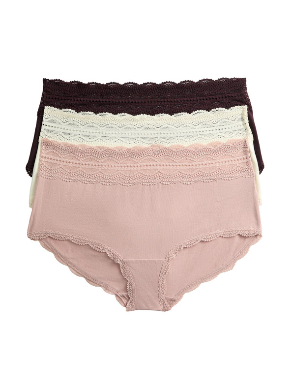 Marks & Spencer Kratke hlačke z visokim pasom in visokim deležem bombaža, 3 kosi Marks & Spencer rjava