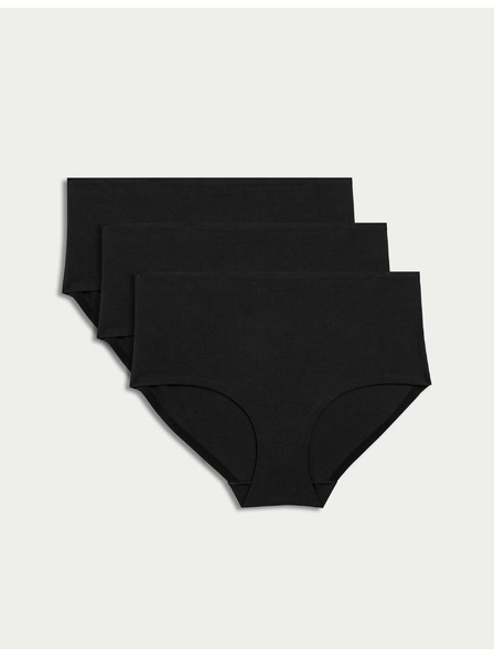 Marks & Spencer Kratke hlačke z visokim pasom brez vidnih robov Cool Comfort, 3 kosi Marks & Spencer črna