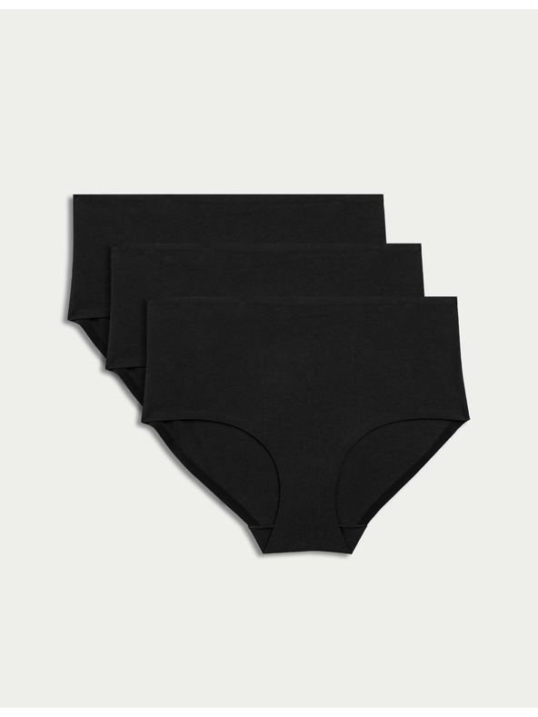 Marks & Spencer Kratke hlačke z visokim pasom brez vidnih robov Cool Comfort, 3 kosi Marks & Spencer črna