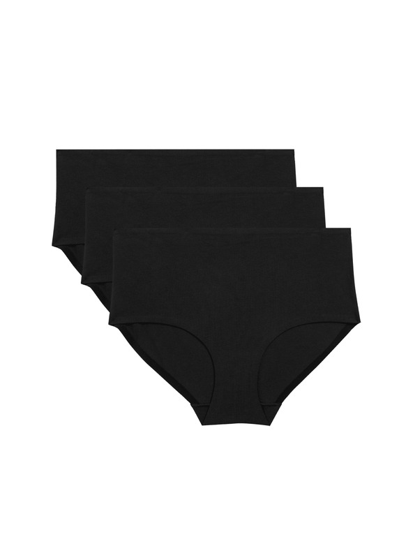 Marks & Spencer Kratke hlačke z visokim pasom brez vidnih robov Cool Comfort, 3 kosi Marks & Spencer črna