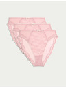 Marks & Spencer Visoko krojena čipkasta spodnja hlačka z visokim pasom Jasmine, 3 kosi Marks & Spencer roza