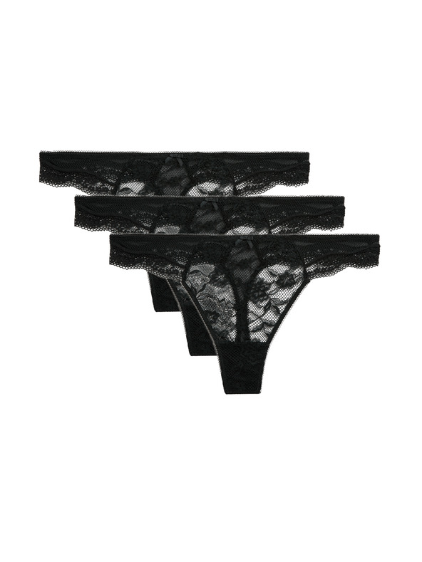 Marks & Spencer Čipkaste tangice Jasmine, 3 kosi Marks & Spencer črna