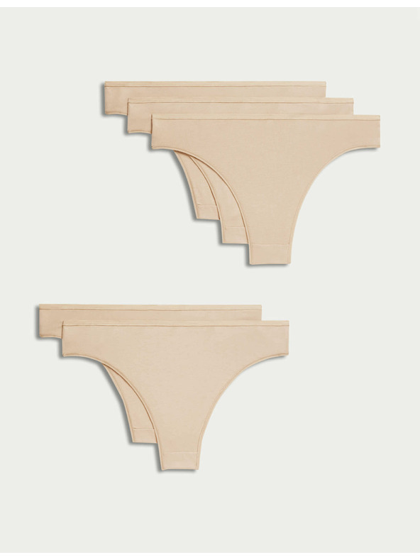 Marks & Spencer Brazilske hlačke iz modala, brez vidnih robov, 5 kosov v paketu Marks & Spencer bež