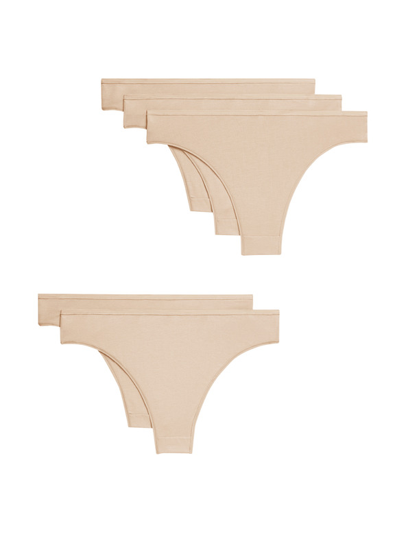 Marks & Spencer Brazilske hlačke iz modala, brez vidnih robov, 5 kosov v paketu Marks & Spencer bež