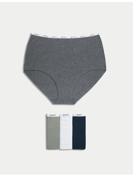 Marks & Spencer Hlačke z visokim pasom z visokim deležem bombaža, 4 kosi Marks & Spencer siva