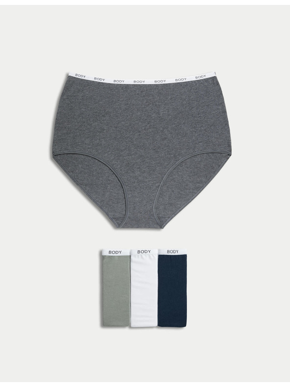 Marks & Spencer Hlačke z visokim pasom z visokim deležem bombaža, 4 kosi Marks & Spencer siva