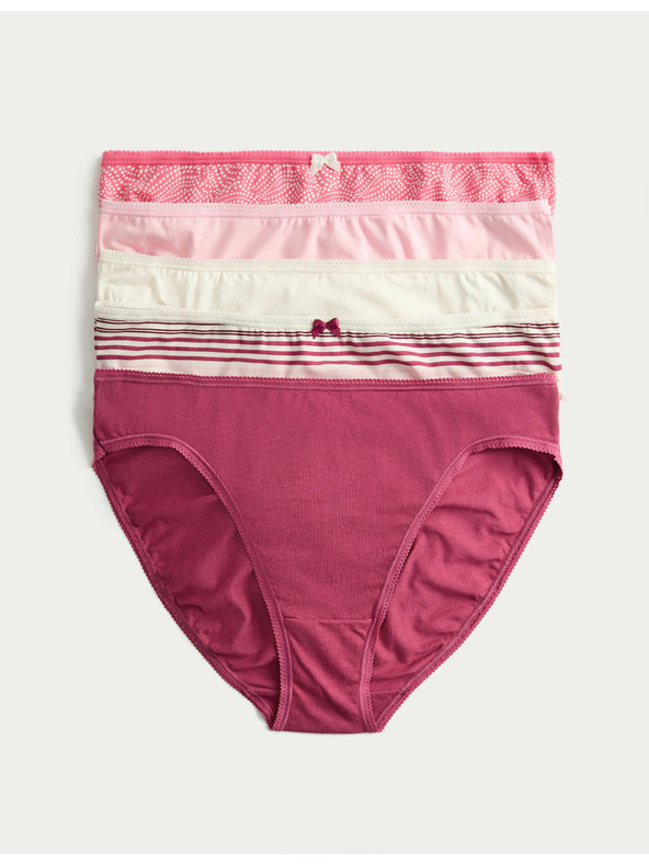 Marks & Spencer Hlačne nogavice z visokim izrezom iz bombaža in lycre™, 5 kosov Marks & Spencer roza