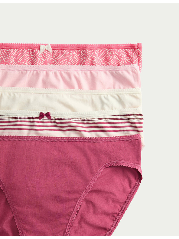 Marks & Spencer Hlačne nogavice z visokim izrezom iz bombaža in lycre™, 5 kosov Marks & Spencer roza