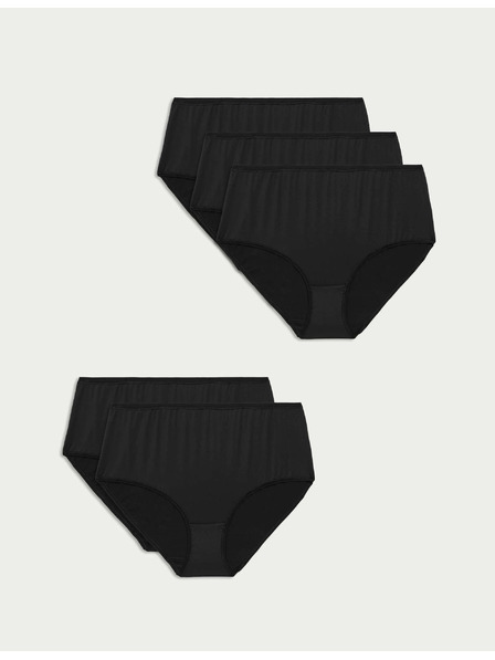 Marks & Spencer Kratke hlačke z visokim pasom iz mikrovlaken, brez vidnih robov, 5 kosov Marks & Spencer črna