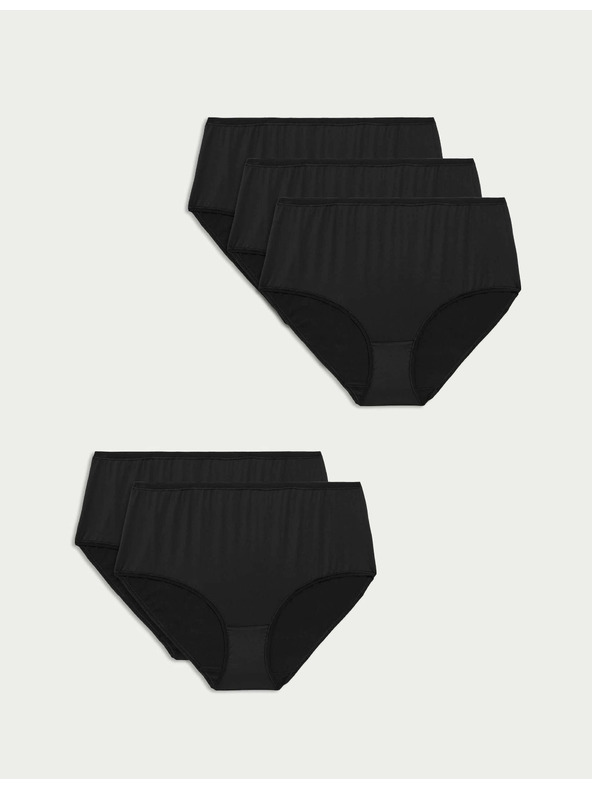 Marks & Spencer Kratke hlačke z visokim pasom iz mikrovlaken, brez vidnih robov, 5 kosov Marks & Spencer črna