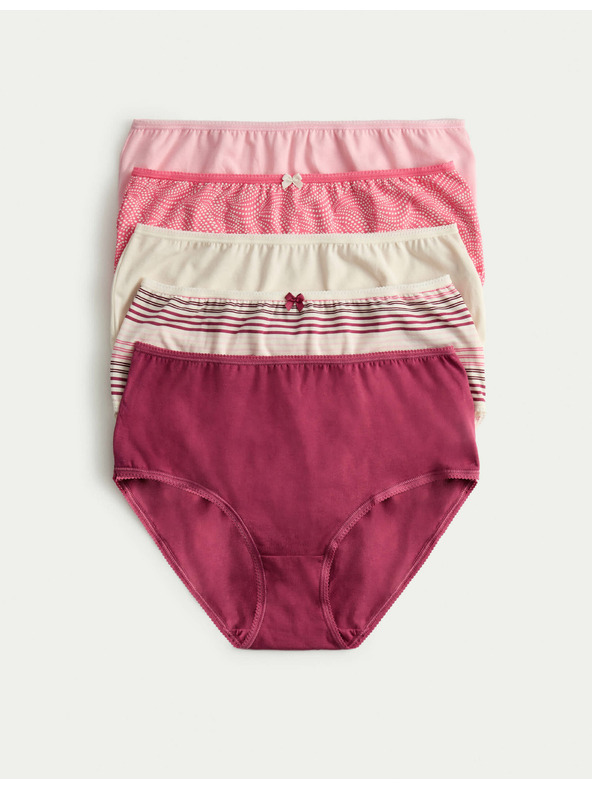 Marks & Spencer Kratke hlačke z visokim pasom s potiskom, iz bombaža Lycra™, 5 kosov Marks & Spencer roza