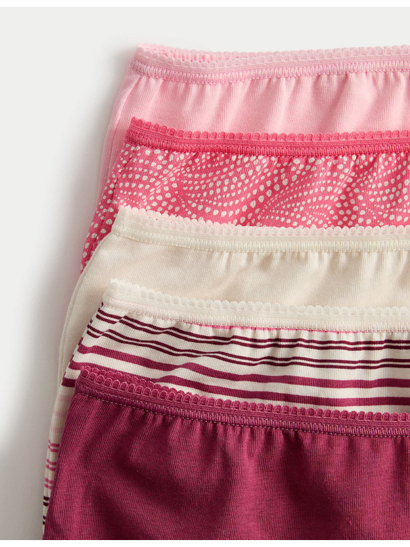 Marks & Spencer Kratke hlačke z visokim pasom s potiskom, iz bombaža Lycra™, 5 kosov Marks & Spencer roza