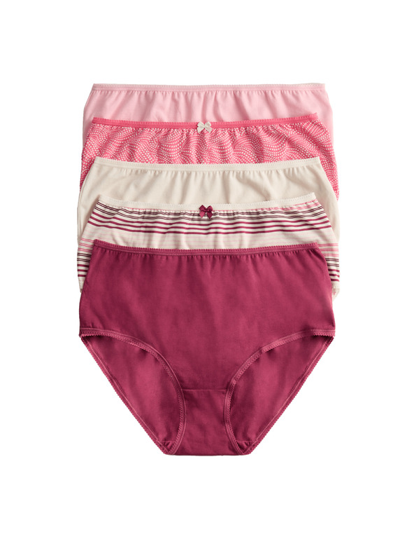 Marks & Spencer Kratke hlačke z visokim pasom s potiskom, iz bombaža Lycra™, 5 kosov Marks & Spencer roza