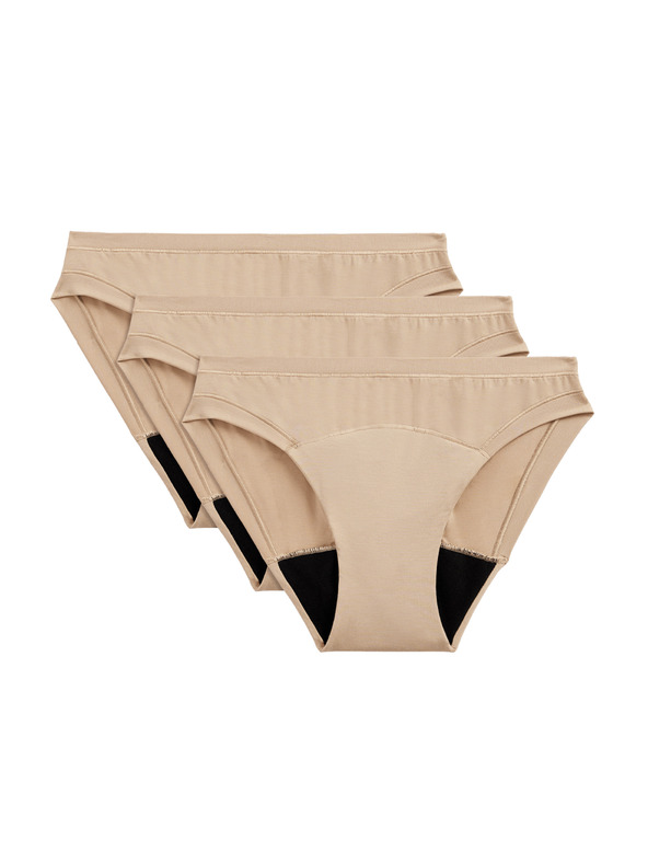 Marks & Spencer Visoko vpojne menstrualne bikini hlačke, 3 kosi Marks & Spencer bež