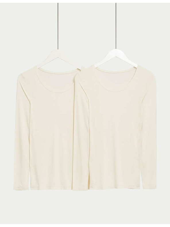 Marks & Spencer Termo top z dolgimi rokavi in tehnologijo Heatgen™, 2 kosa Marks & Spencer smetanova