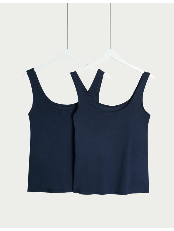 Marks & Spencer 2 tank topa Flexifit™ z visokim deležem modala Marks & Spencer mornarsko modra