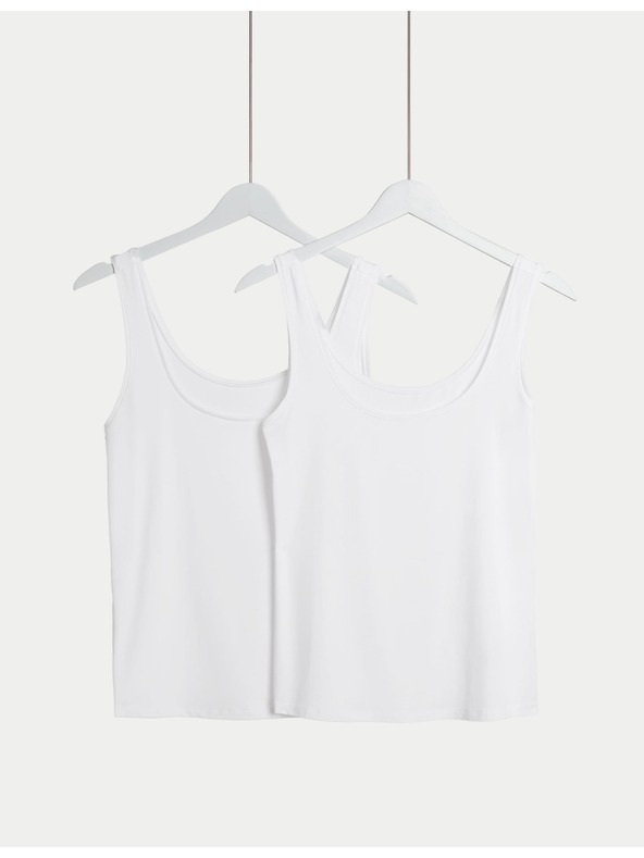 Marks & Spencer 2 tank topa Flexifit™ z visokim deležem modala Marks & Spencer bela