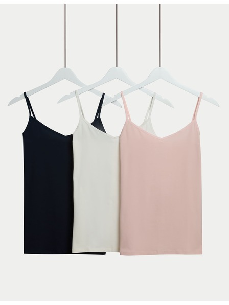 Marks & Spencer Tank top z visokim deležem bombaža, 3 kosi Marks & Spencer mornarsko modra