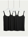 Marks & Spencer Tank top s čipkastim robom in visokim deležem bombaža, 3 kosi Marks & Spencer črna