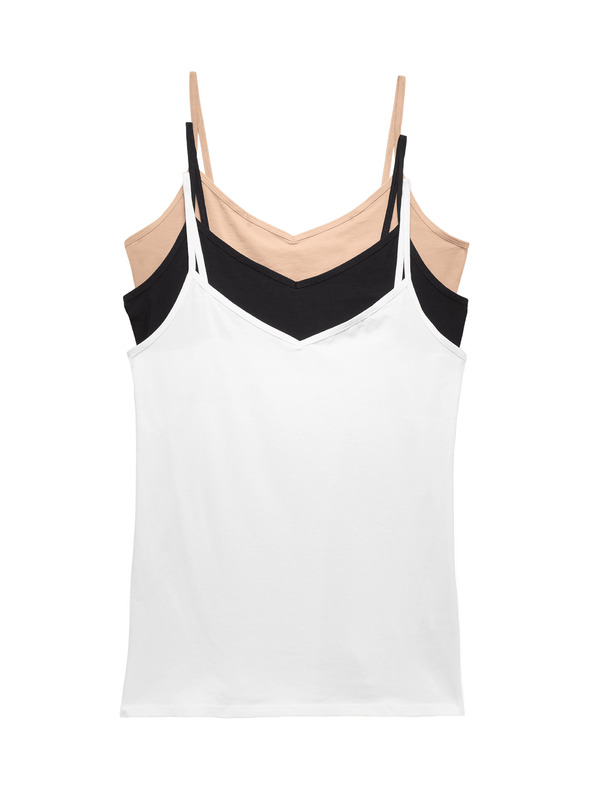 Marks & Spencer Tank top z visokim deležem bombaža, 3 kosi Marks & Spencer bež