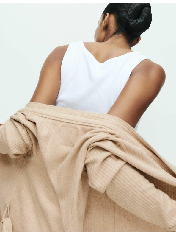 Marks & Spencer Širok rebrast kopalni plašč Marks & Spencer smetanova