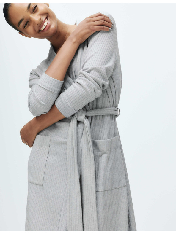 Marks & Spencer Širok rebrast kopalni plašč Marks & Spencer siva