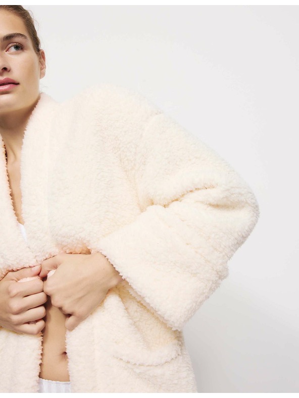 Marks & Spencer Preklopen kardigan iz umetnega krzna z medvedkom Marks & Spencer smetanova