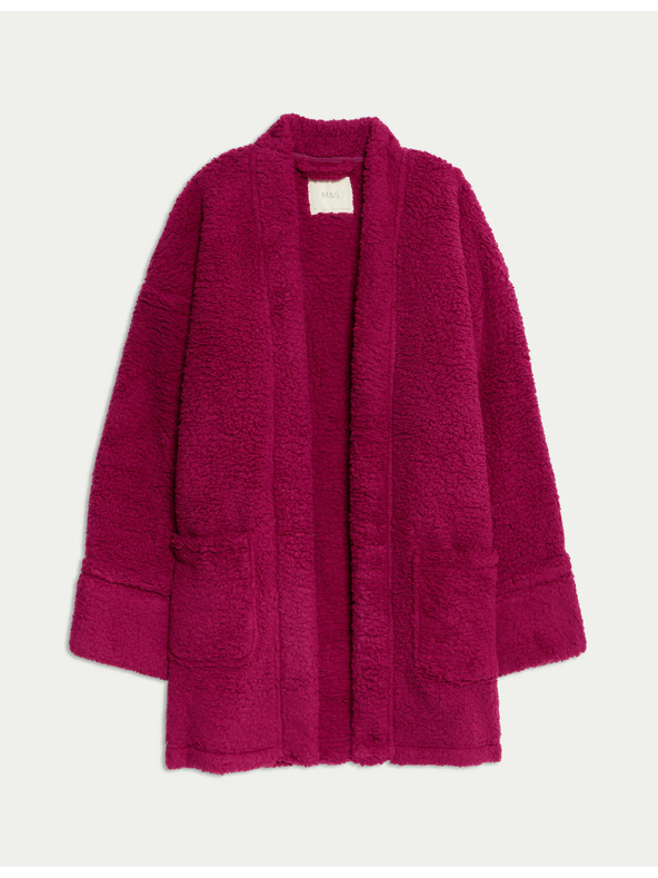 Marks & Spencer Preklopen kardigan iz umetnega krzna z medvedkom Marks & Spencer rožnata