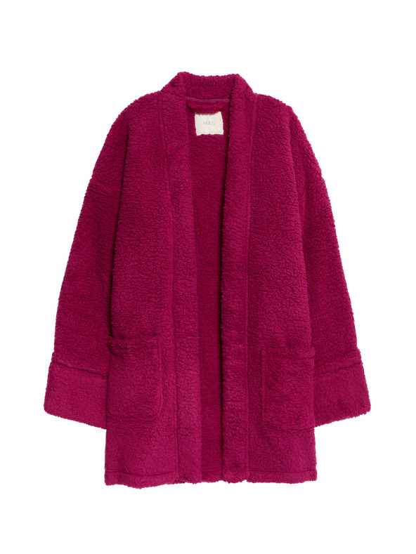 Marks & Spencer Preklopen kardigan iz umetnega krzna z medvedkom Marks & Spencer rožnata