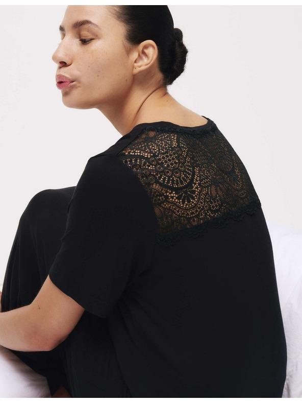 Marks & Spencer Nočna srajca z čipkasto vložko Marks & Spencer črna