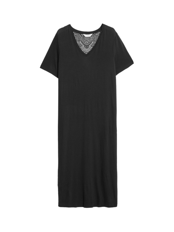 Marks & Spencer Nočna srajca z čipkasto vložko Marks & Spencer črna